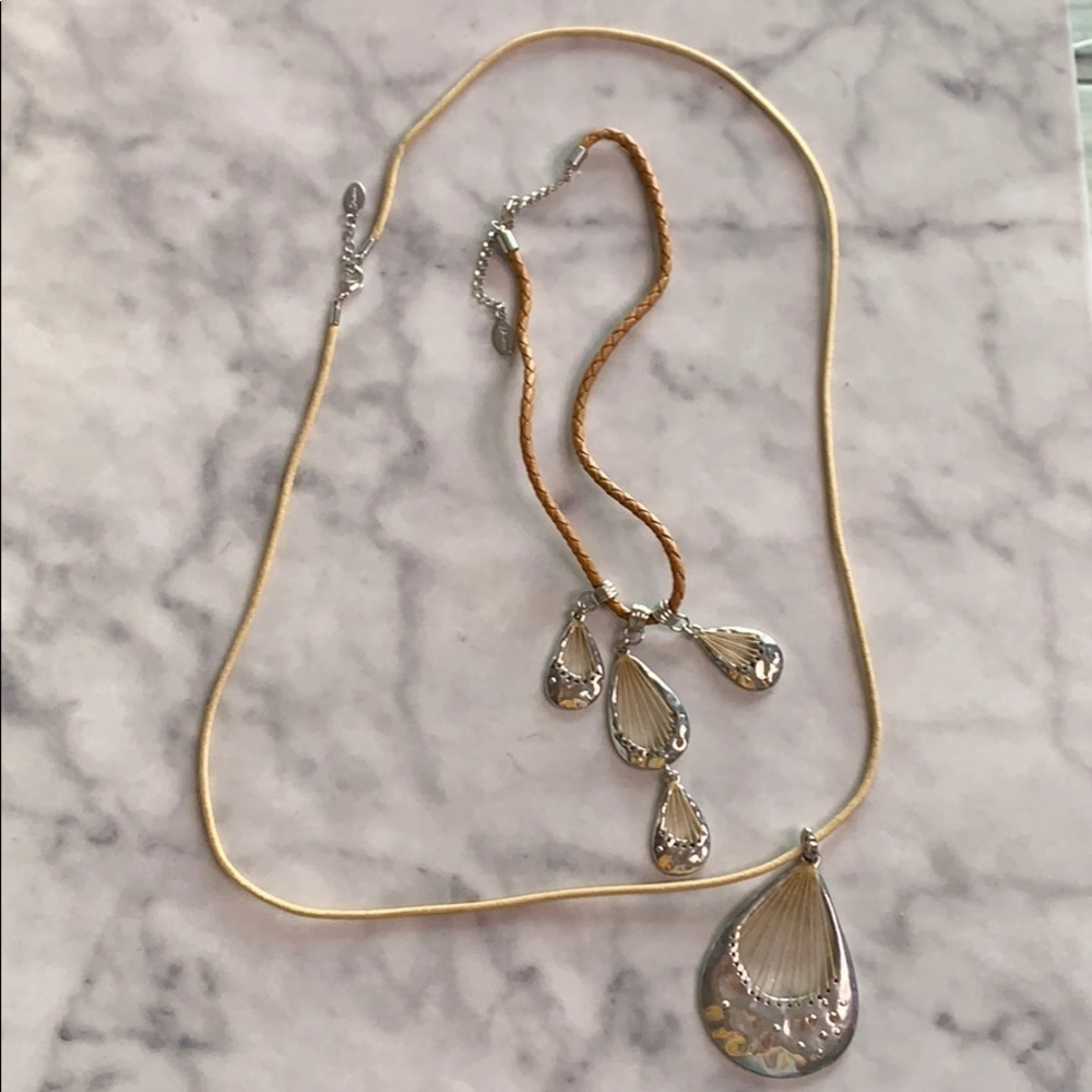 Vintage Guess String Web Silver Teardrop Necklace… - image 1